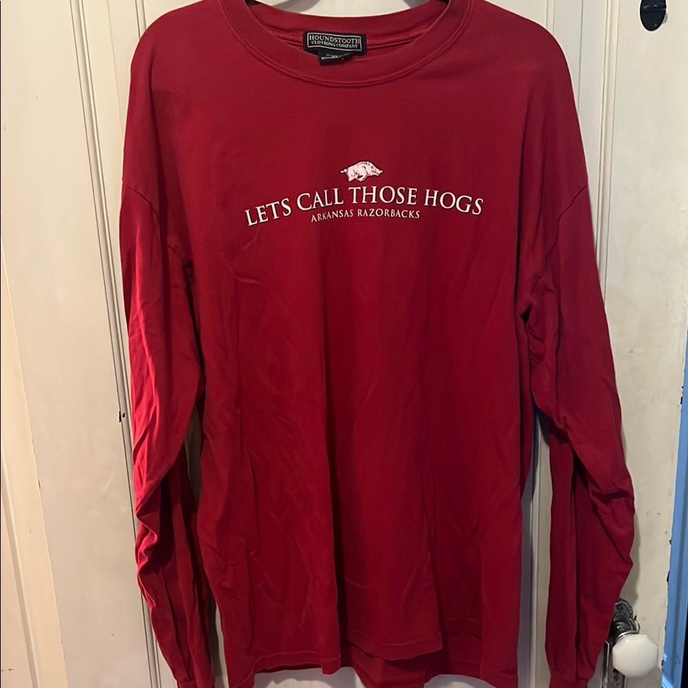 Red Arkansas Razorbacks Houndstooth Long Sleeve Shirt